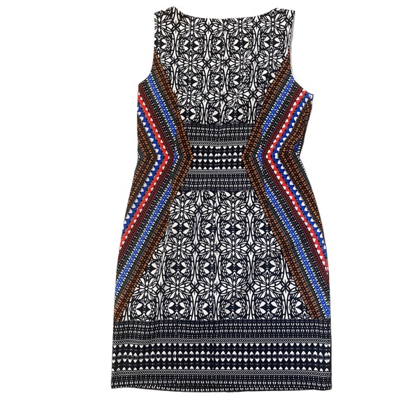 London Times Vibrant Bateau Neck Multi Print Sheath Dress - Picture 2 of 6